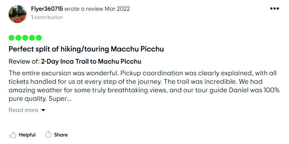 Machu Picchu 2 day hike