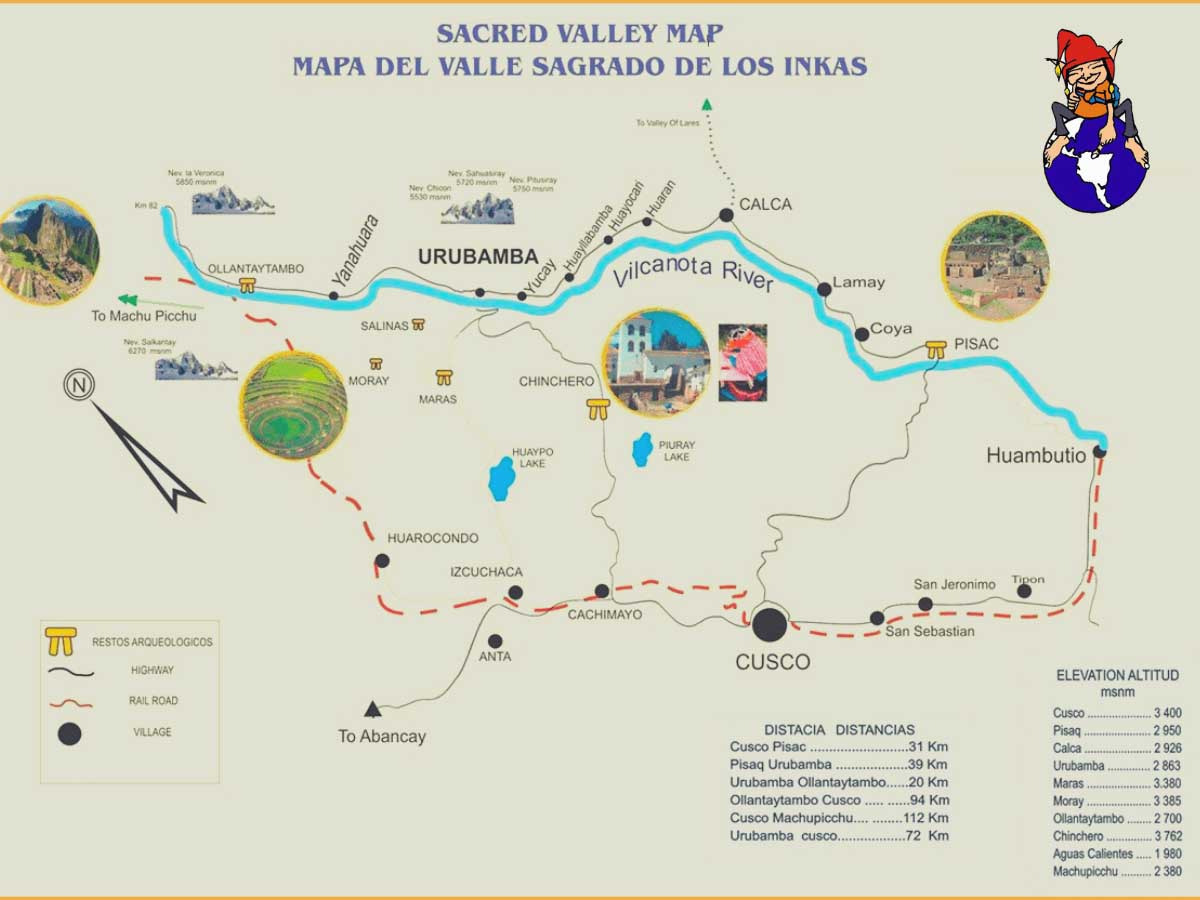 Machu Picchu and Sacred Valley Tour Map