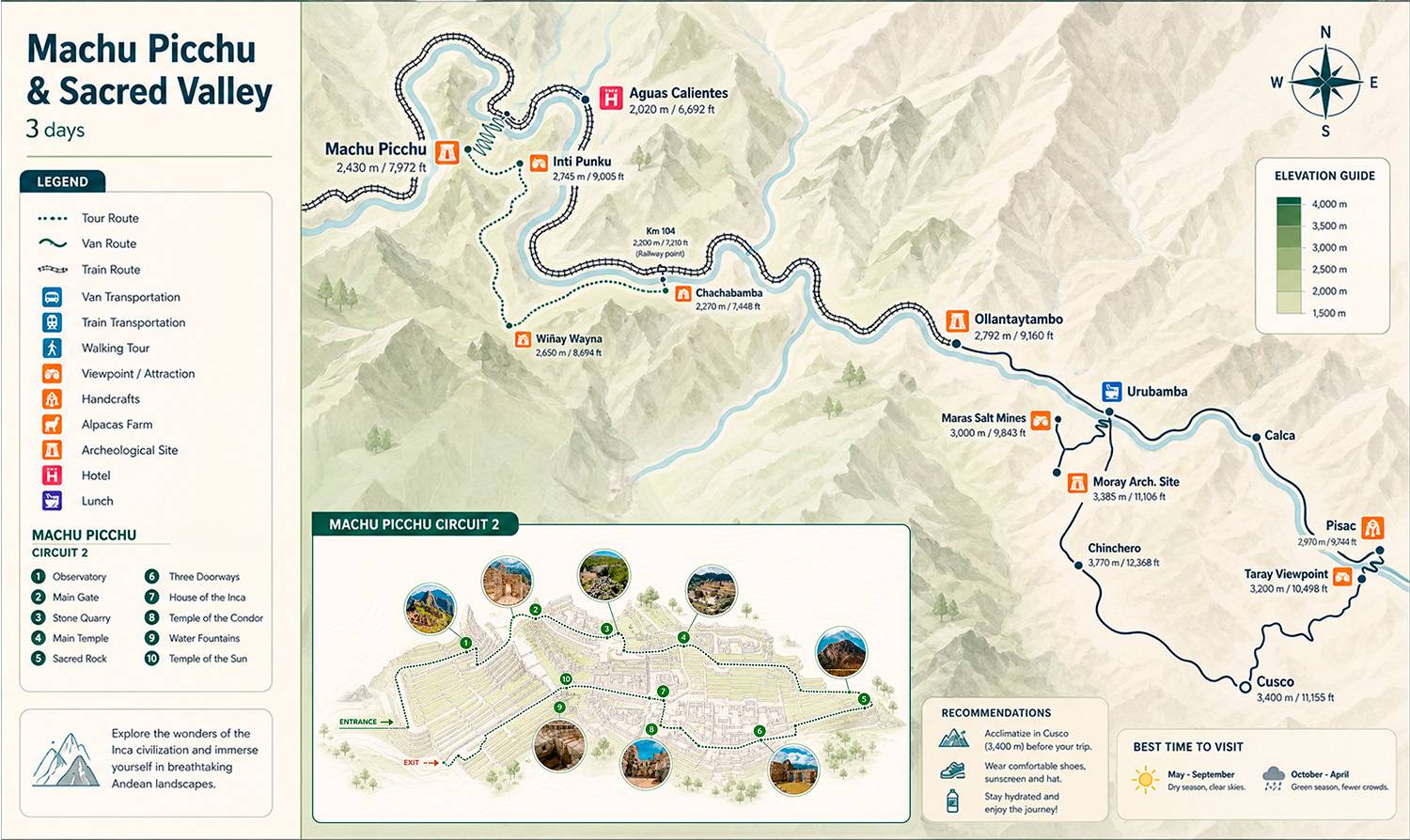 Sacred Valley & Short Inca Trail Map