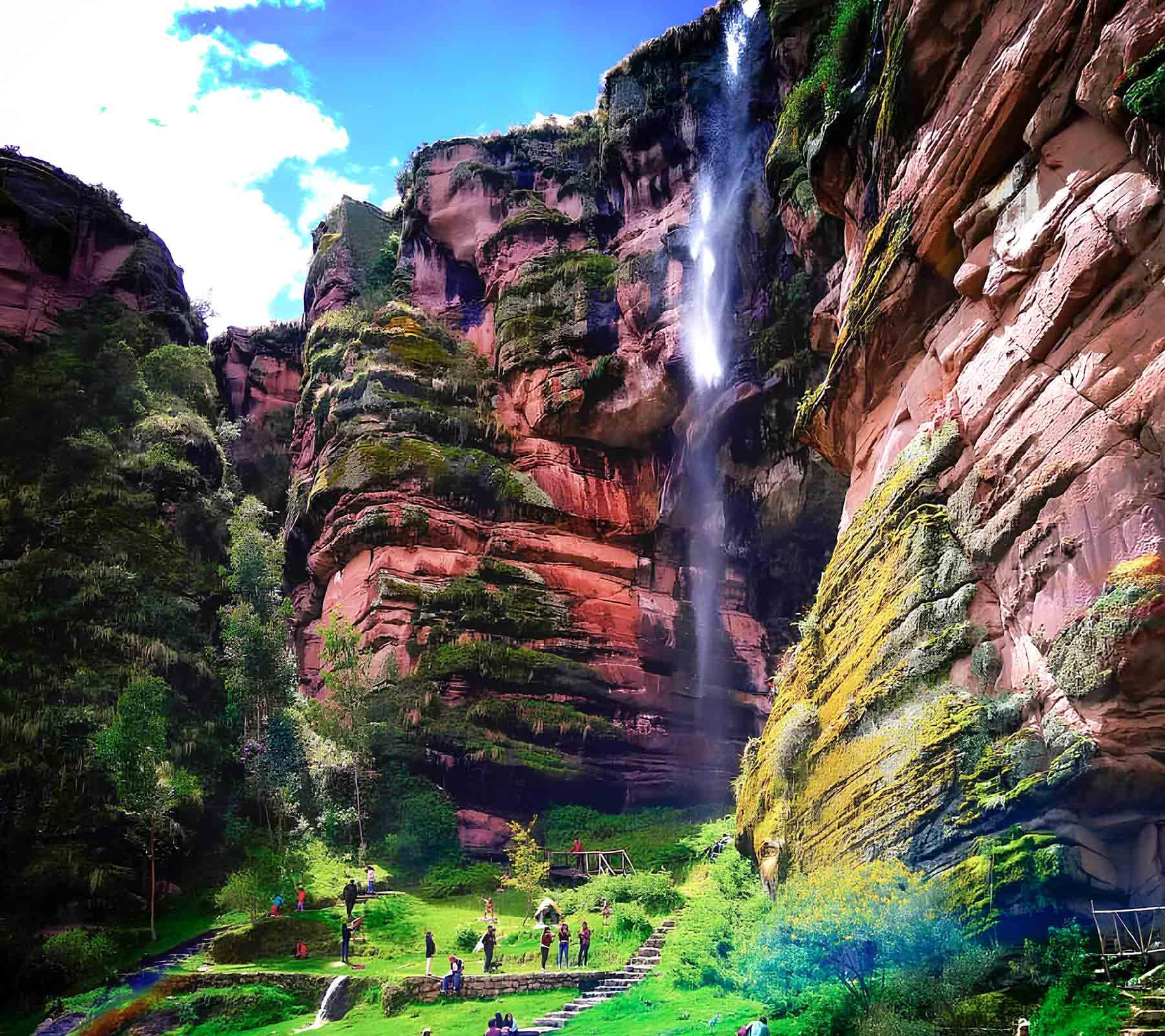 The Farallones and the Tecsecocha Waterfall in Ccorca  Cusco